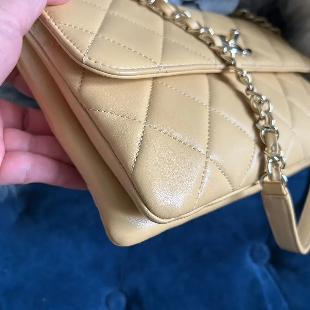 CHANEL Lambskin Quilted Medium Trendy Flap Light Yellow dustbag box